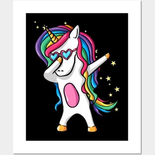 Dabbing Unicorn Squad Rainbow Party Dab Dance Girls Posters and Art